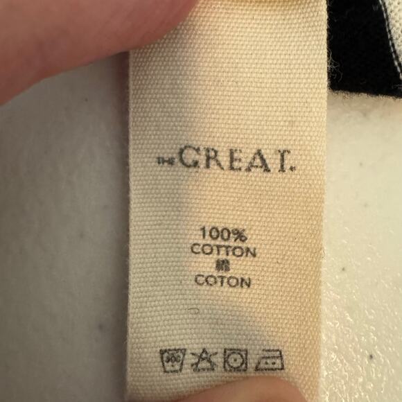 The GREAT. Striped V-Neck T-Shirt Women’s Size Large Cotton Casual Everyday - Picture 7 of 11